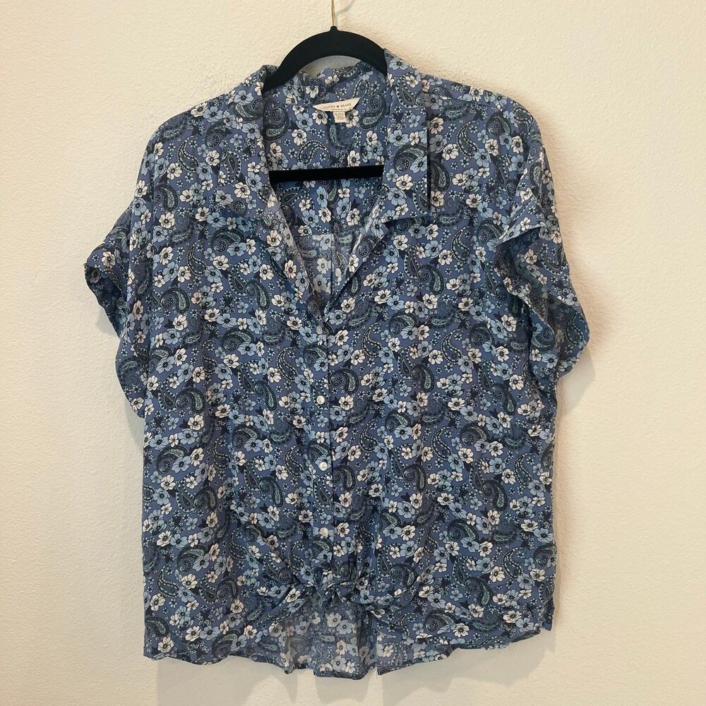 Lucky Brand women’s Floral Button Front Lightweight tie top XL bohemian casual